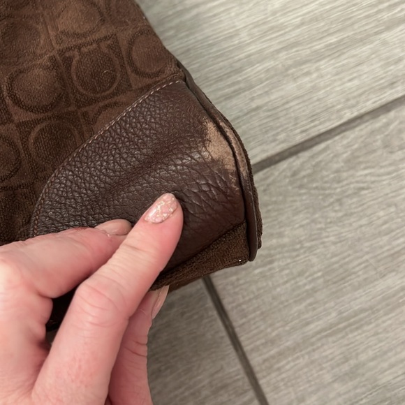 Ferragamo Gancini Brown Canvas Tote Bag w/leather details - Picture 15 of 17